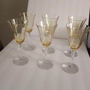 Vintage Pale Yellow Wine Glasses set of 6